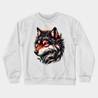Magnificent Wolf Illustration Crewneck Sweatshirt
